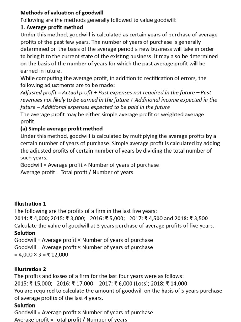 Valuation Methods of Goodwill Explained | PDF | Goodwill (Accounting ...