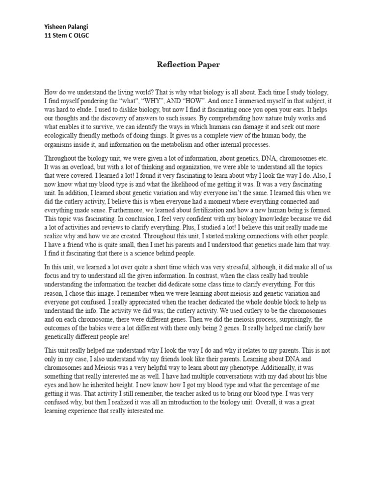 Understanding Biology: A Reflection | PDF | Genetics | Gene