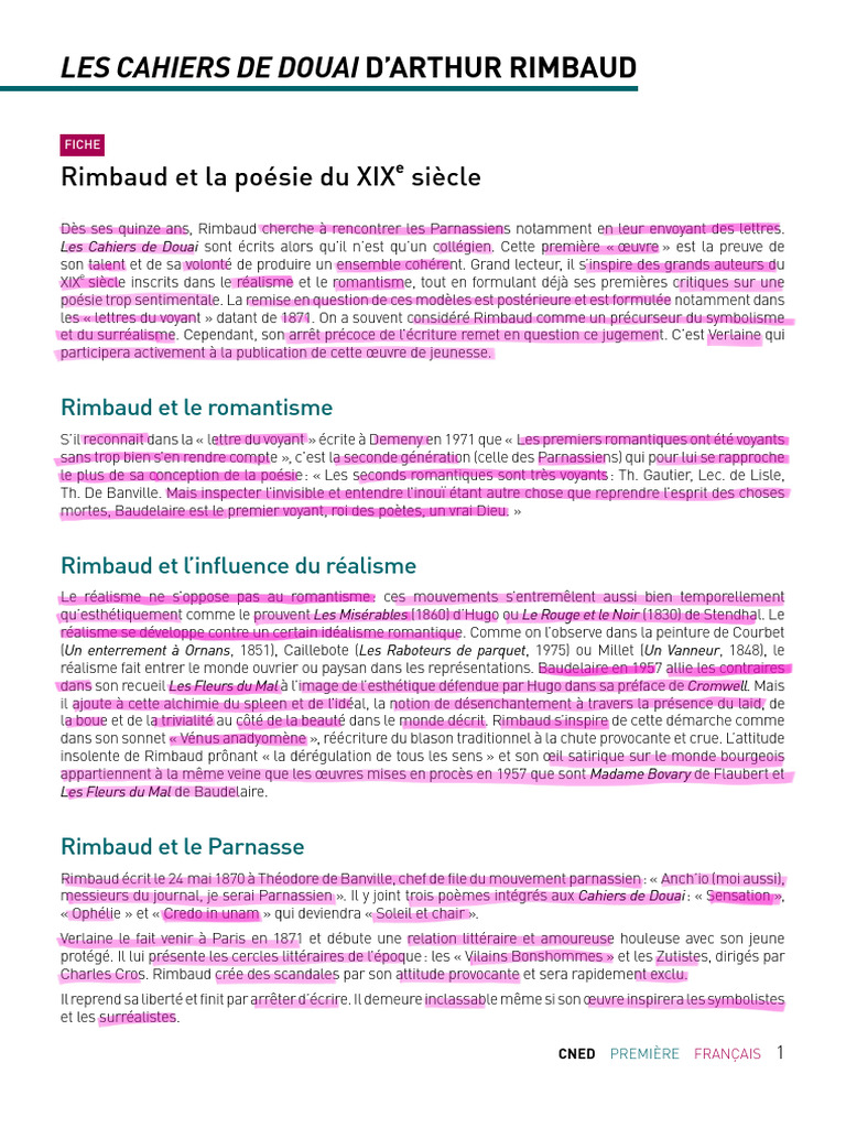 Rimbaud et Les Cahiers de Douai | PDF | Arthur Rimbaud | Poésie