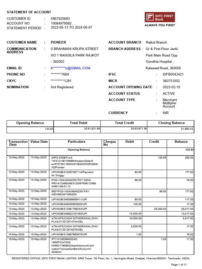 Merchant Account Statement Overview | PDF | Debits And Credits | Credit ...