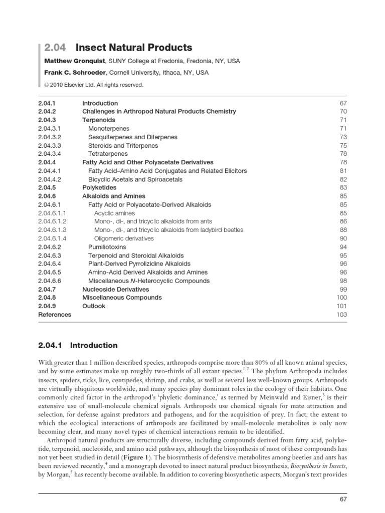 Arthropod Natural Products Overview | PDF | Natural Products | Insects