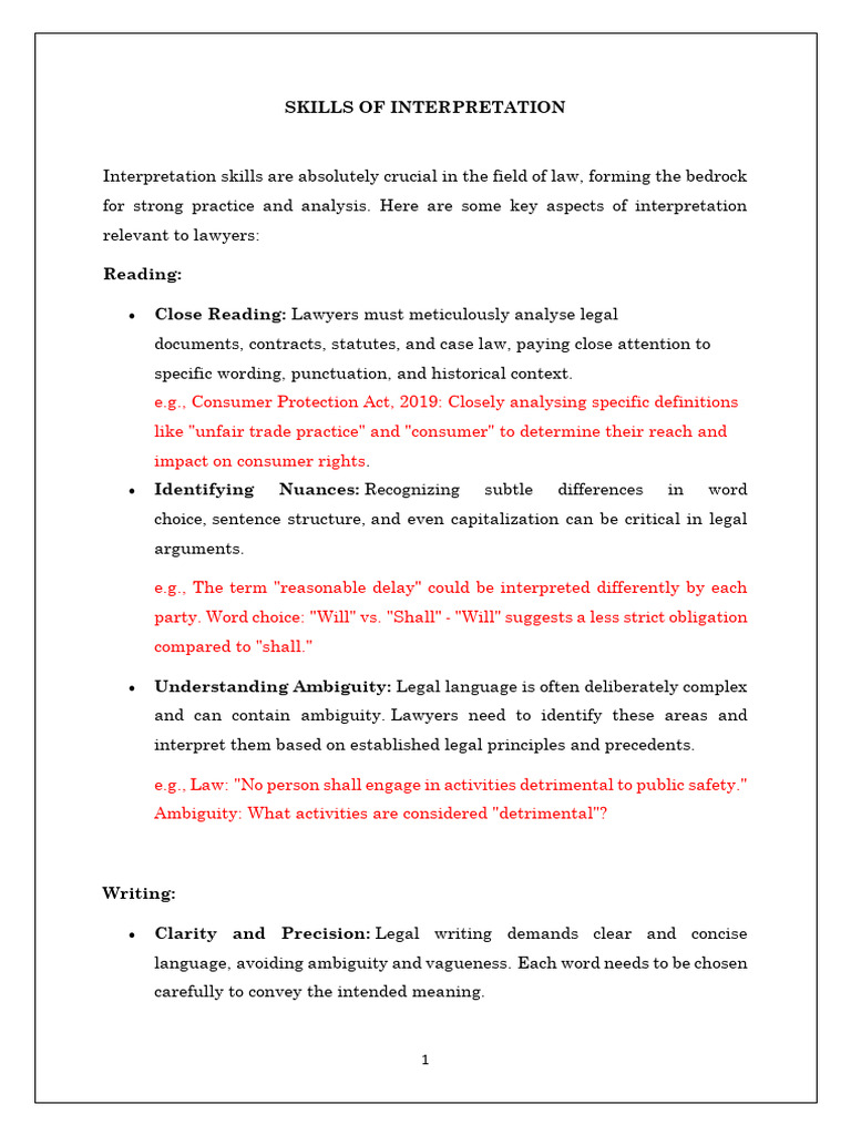 Legal Interpretation Skills Explained | PDF | Argument | Precedent