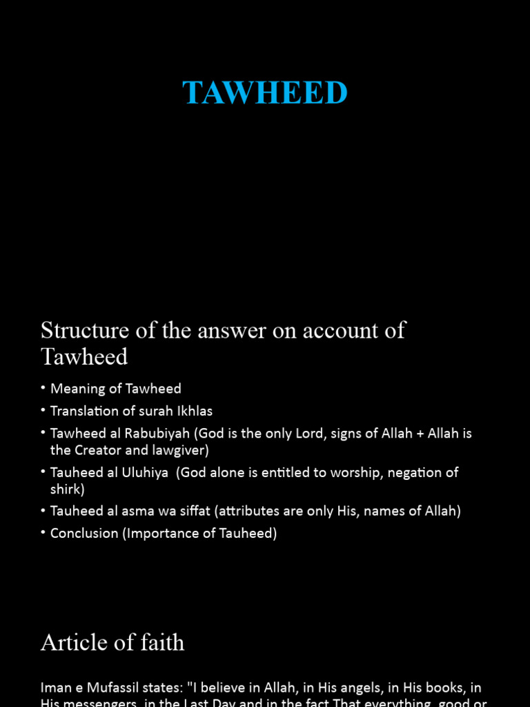 Understanding Tawheed in Islam | PDF | Tawhid | God In Islam