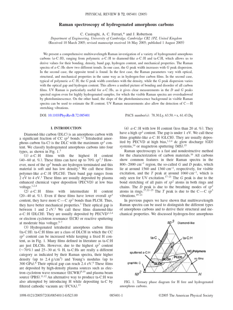 Casiraghi Et Al. - Raman Spectroscopy of Hydrogenated Amorphous Carbons ...