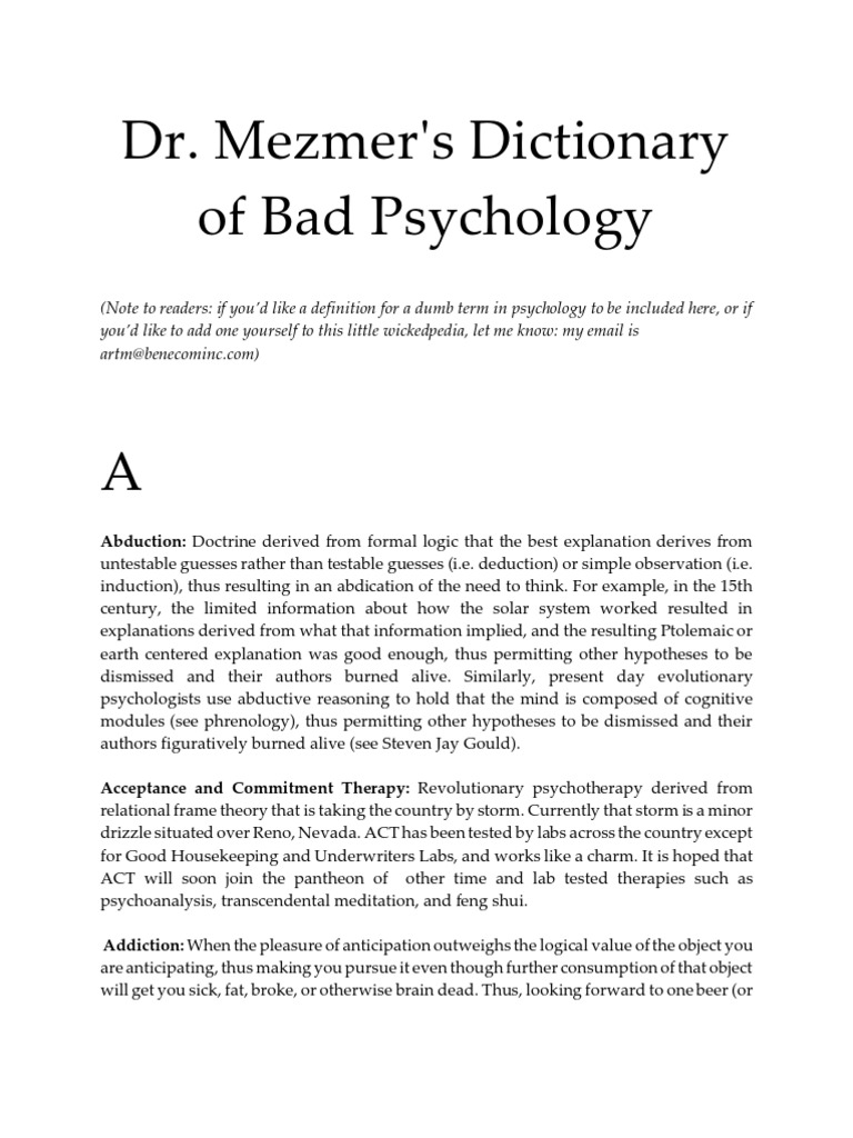 Dictionary of Bad Psychology Terms | PDF | Consciousness | Psychology