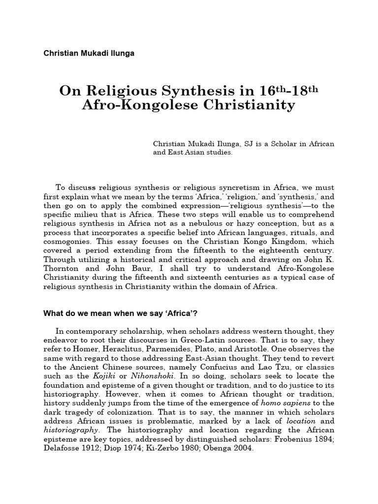 Afro-Kongolese Christianity Synthesis | PDF | God