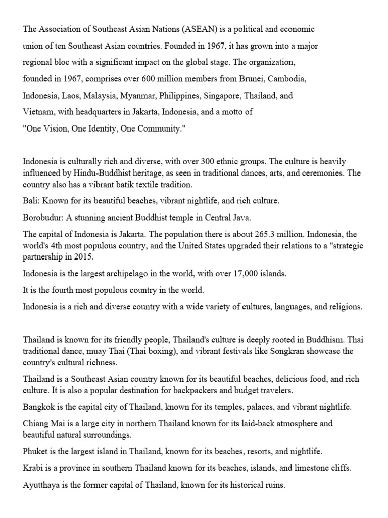 Overview of Southeast Asian Nations | PDF | Thailand | Indonesia