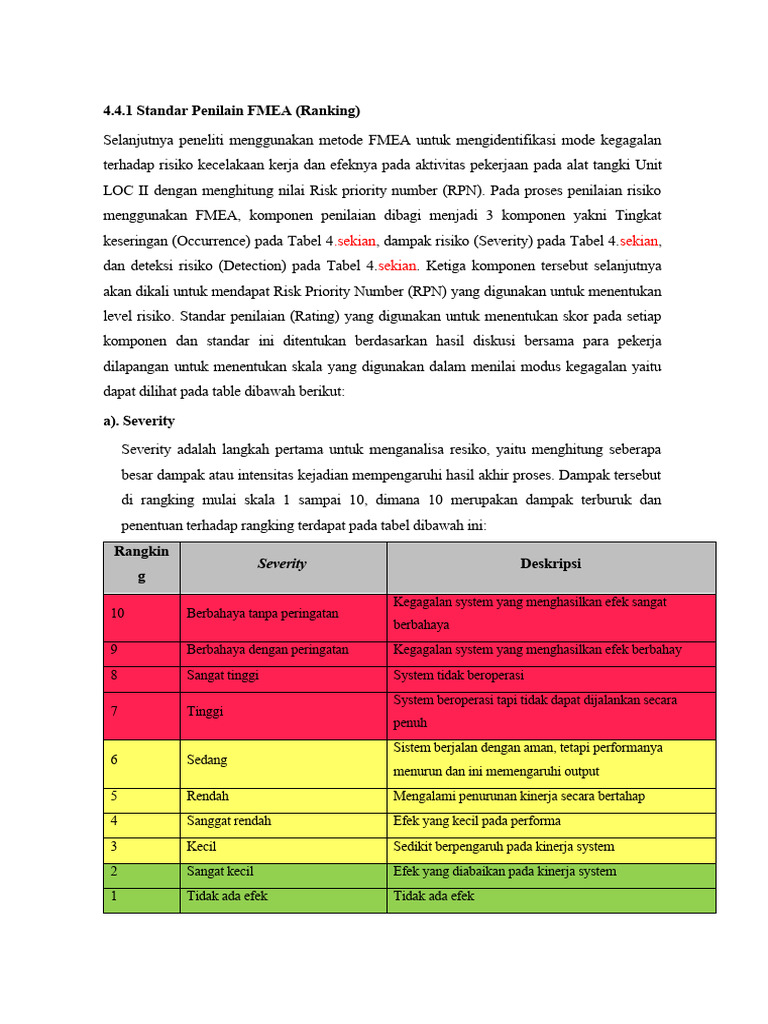 Penilaian FMEA dan RPN Kecelakaan Kerja | PDF
