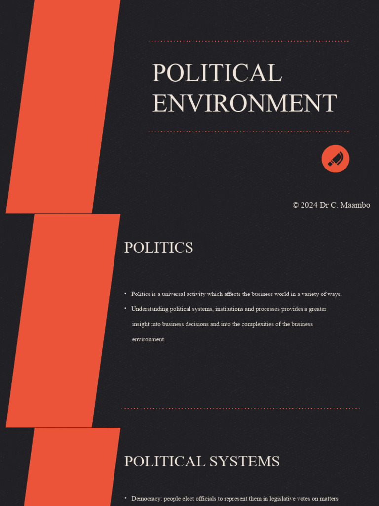 Bba140 Lecture 3 - Political Environment | PDF | Institution | Government