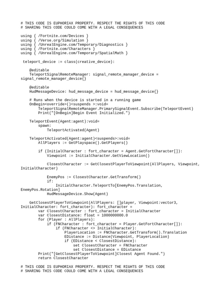 Fortnite Teleport Device Code | PDF