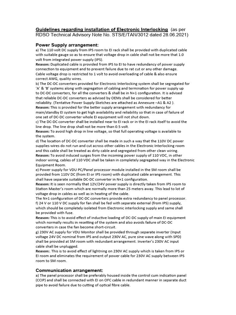 EI Installation Guidelines for Railways | PDF | Power Supply | Mains ...