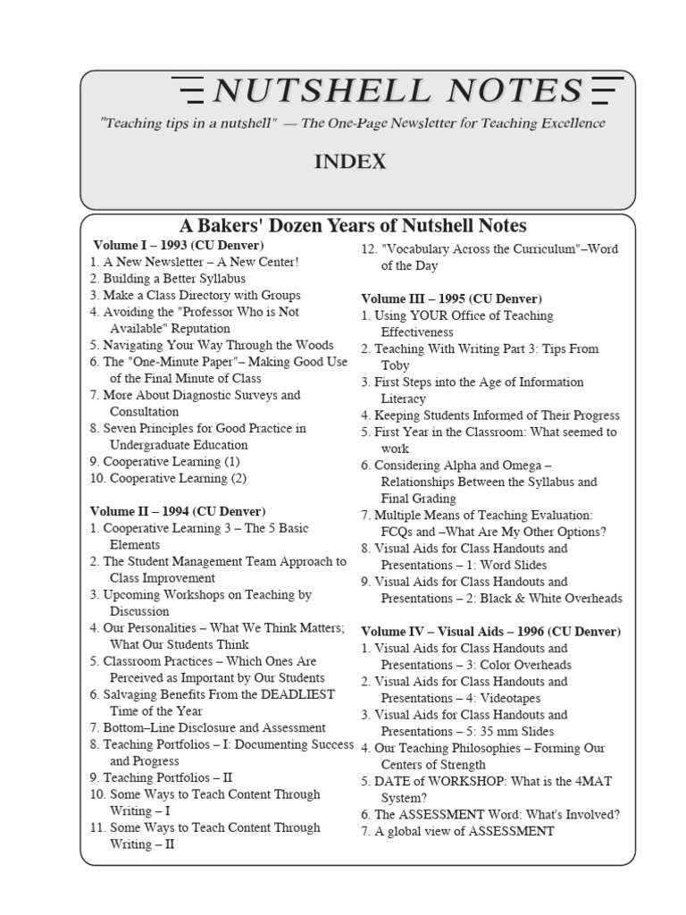 Nutshell Notes PDF Learning Teachers