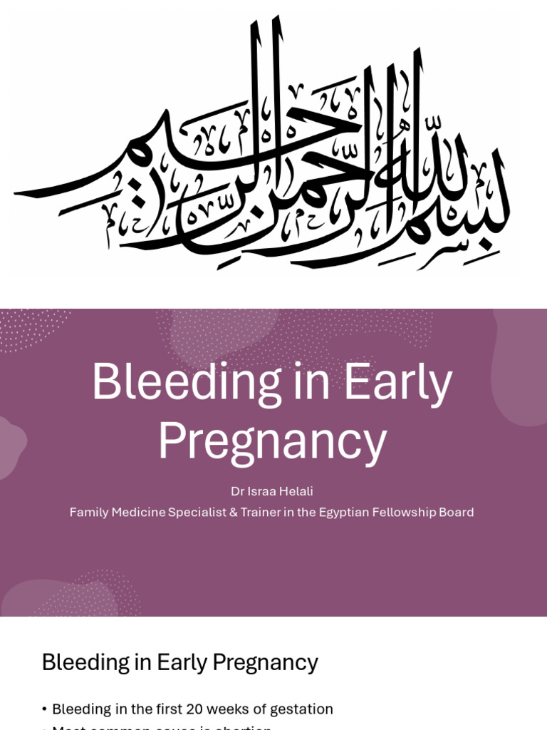 Bleeding in Early Pregnancy | PDF | Childbirth | Pregnancy