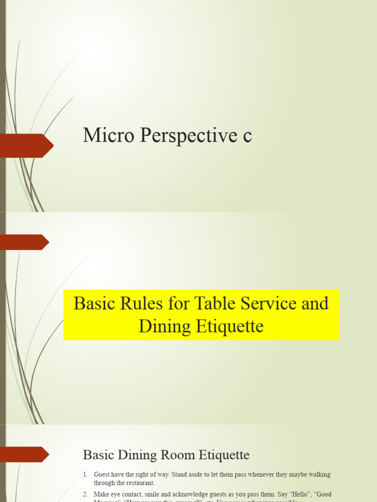 Micro Perspective C | Download Free PDF | Waiting Staff | Foodservice