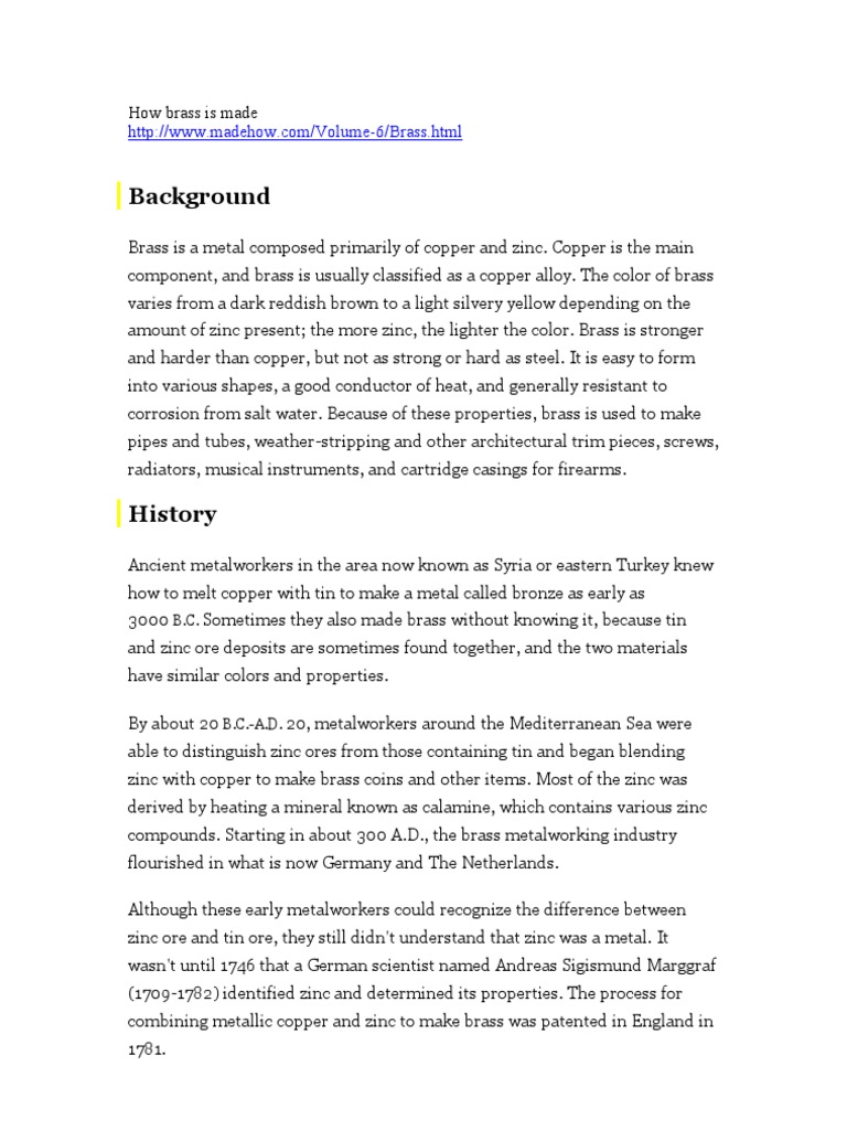 How Brass Is Made PDF Brass Rolling (Metalworking)