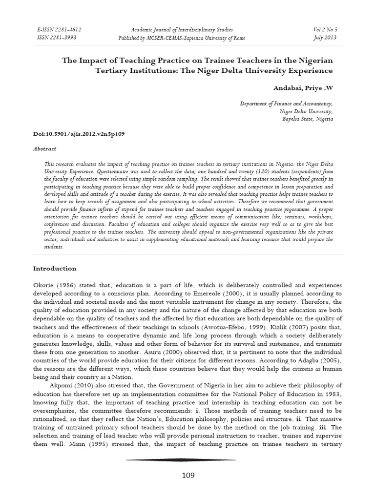 The Impact of Teaching Practice On Trainee Teacher | PDF | Teachers ...