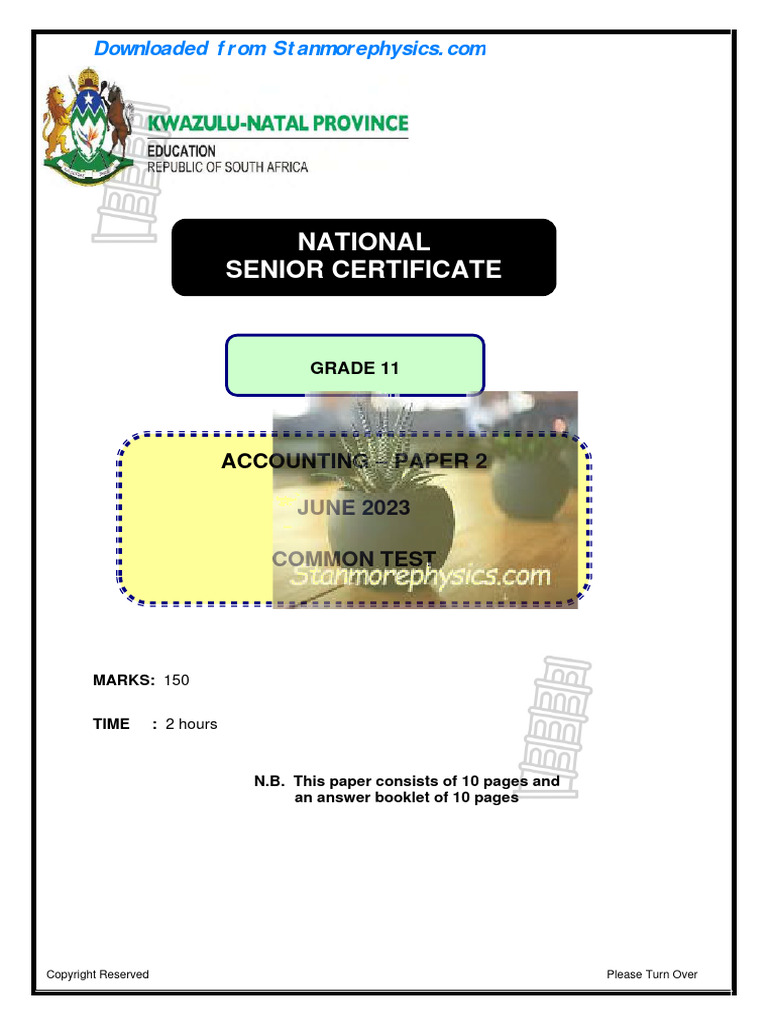 Grade 11 Accounting Common Test 2023 | PDF | Debits And Credits | Banks
