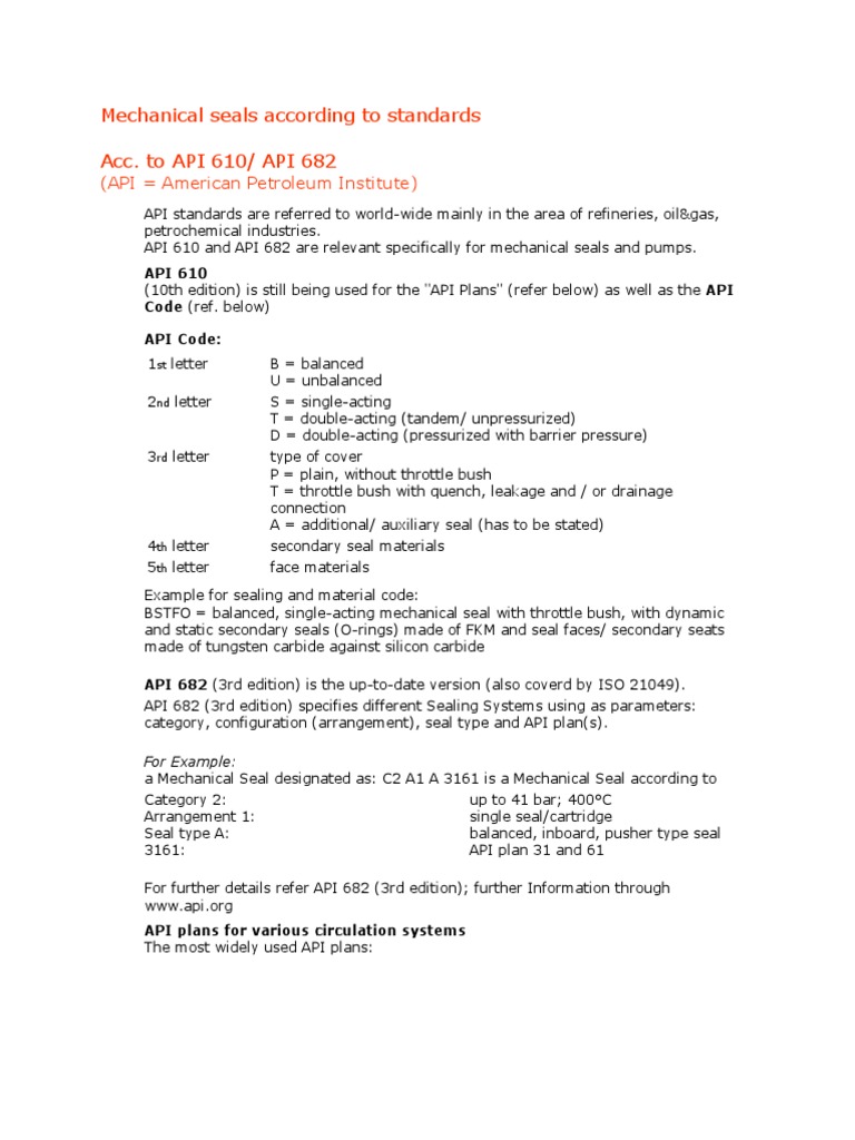 API Standards for Mechanical Seals | PDF | Hydrocarbons | Carbon