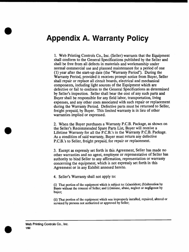 WPC CCR Manual Appendix A Warranty Policy-1 | PDF | Business Law ...