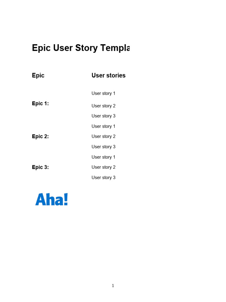 Agile User Stories and Epics Template | PDF