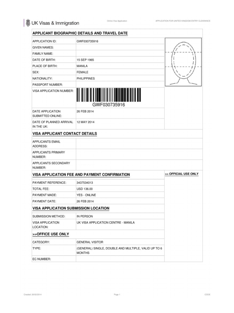 UK Visa Application Form Sample 1 | PDF