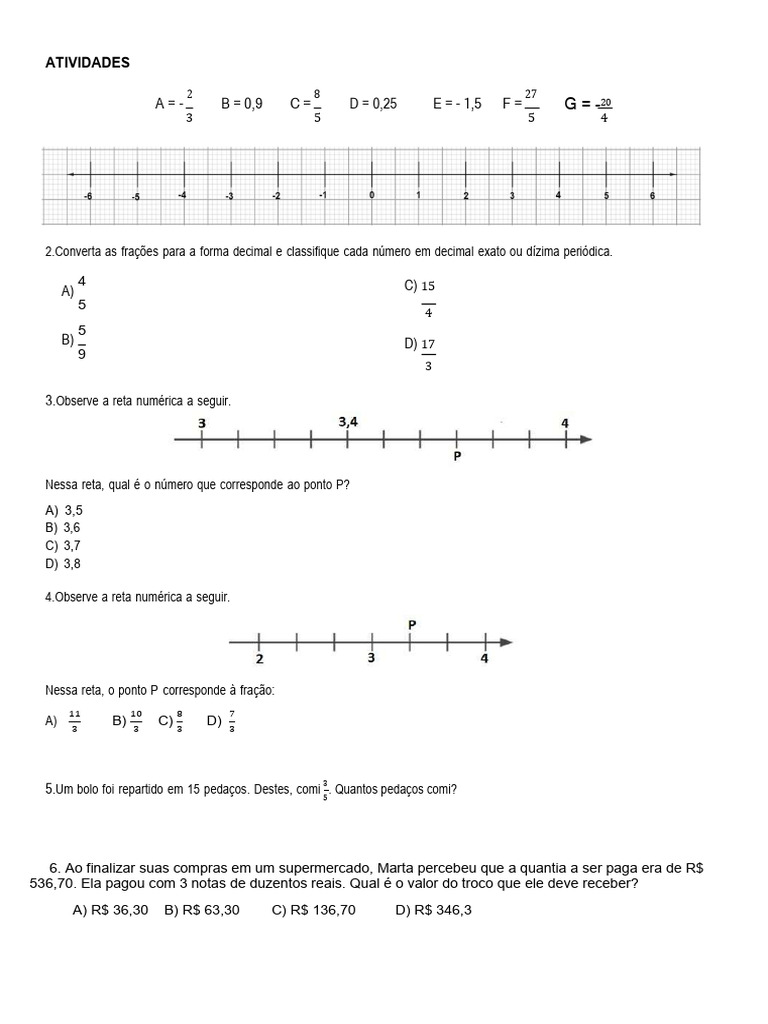 7 ANO RETA NUMERICA | PDF