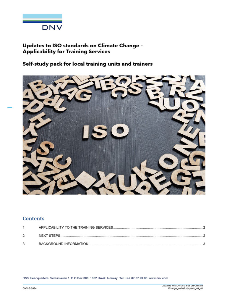 Updates to iso standards on climate change trainer self study pack v0