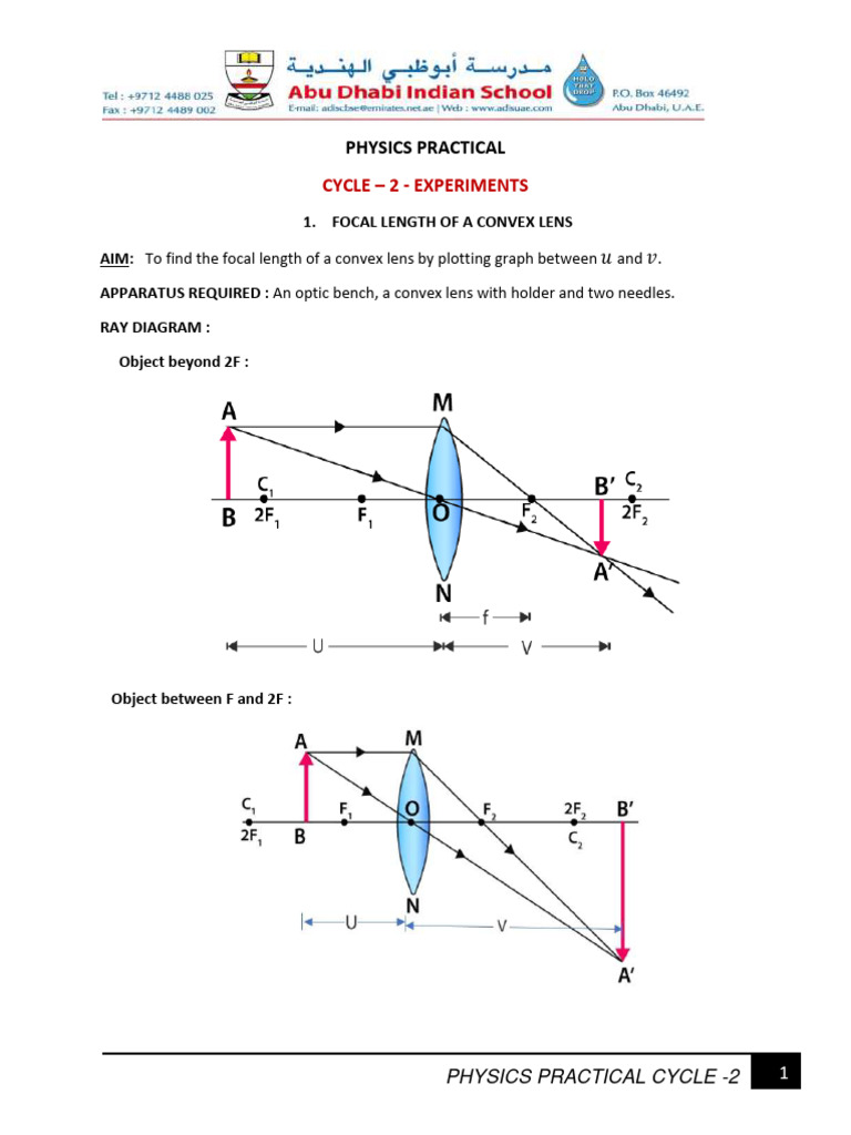 Physics Practical - Cycle - 2 - Grade 12 - 23-24 | PDF | Optics ...