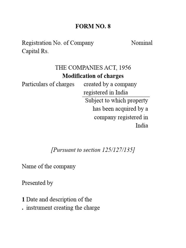 Company Charge Modification Form 8 | PDF