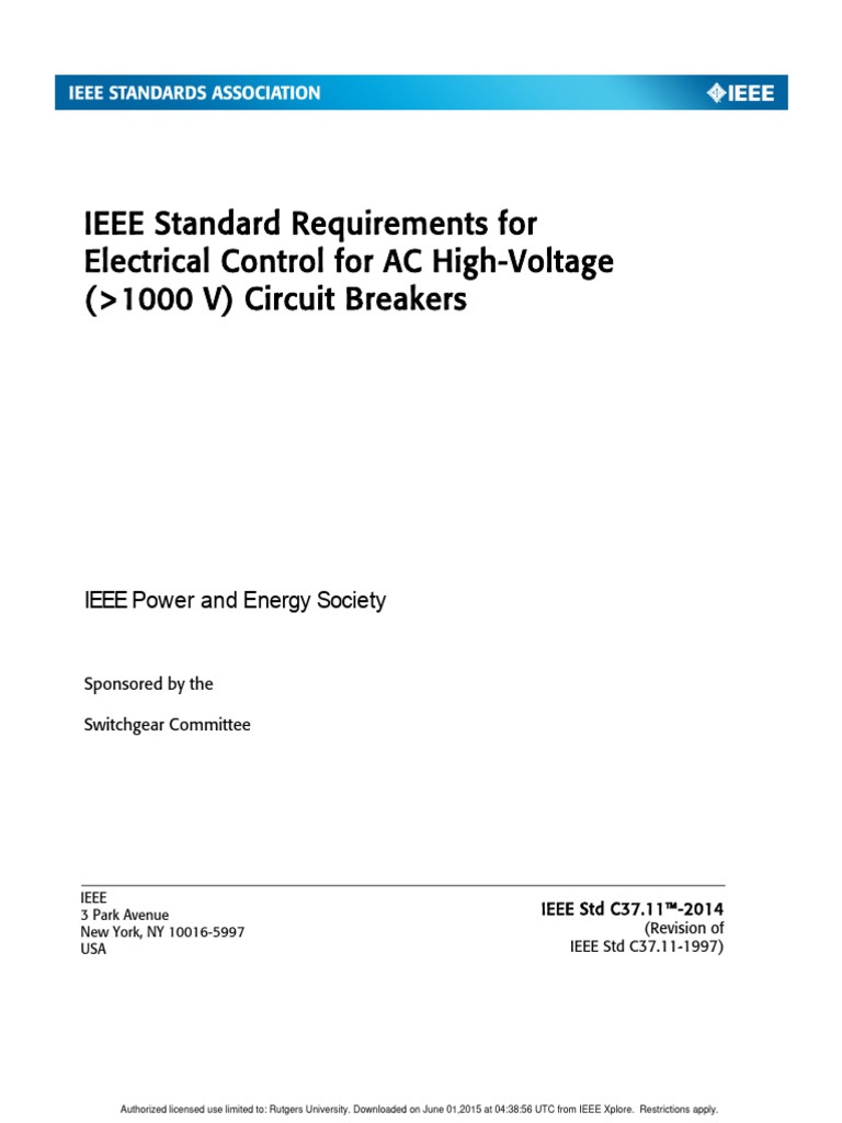 Ieee Standard Requirements For Electrical Control For Ac Hi | Download ...