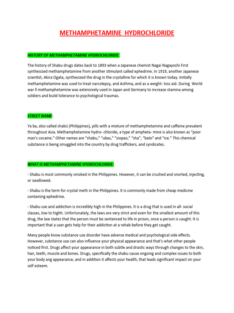 METHAMPHETAMINE HYDROCHLORIDE-WPS Office | PDF | Methamphetamine ...