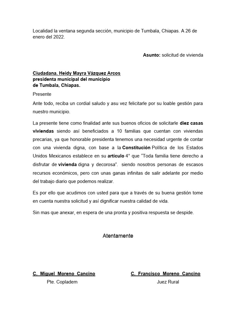 Solicitud De Vivienda Pdf