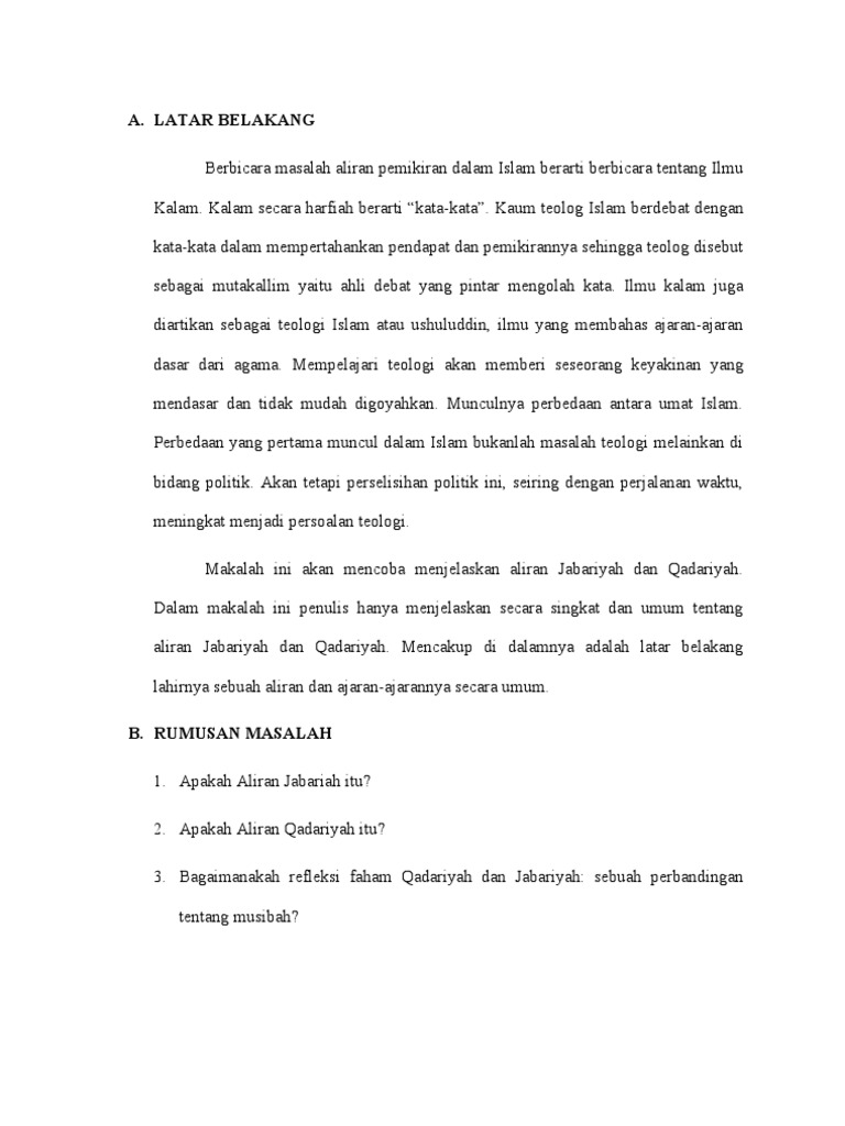 Aliran Jabariyah Dan Qadariyah
