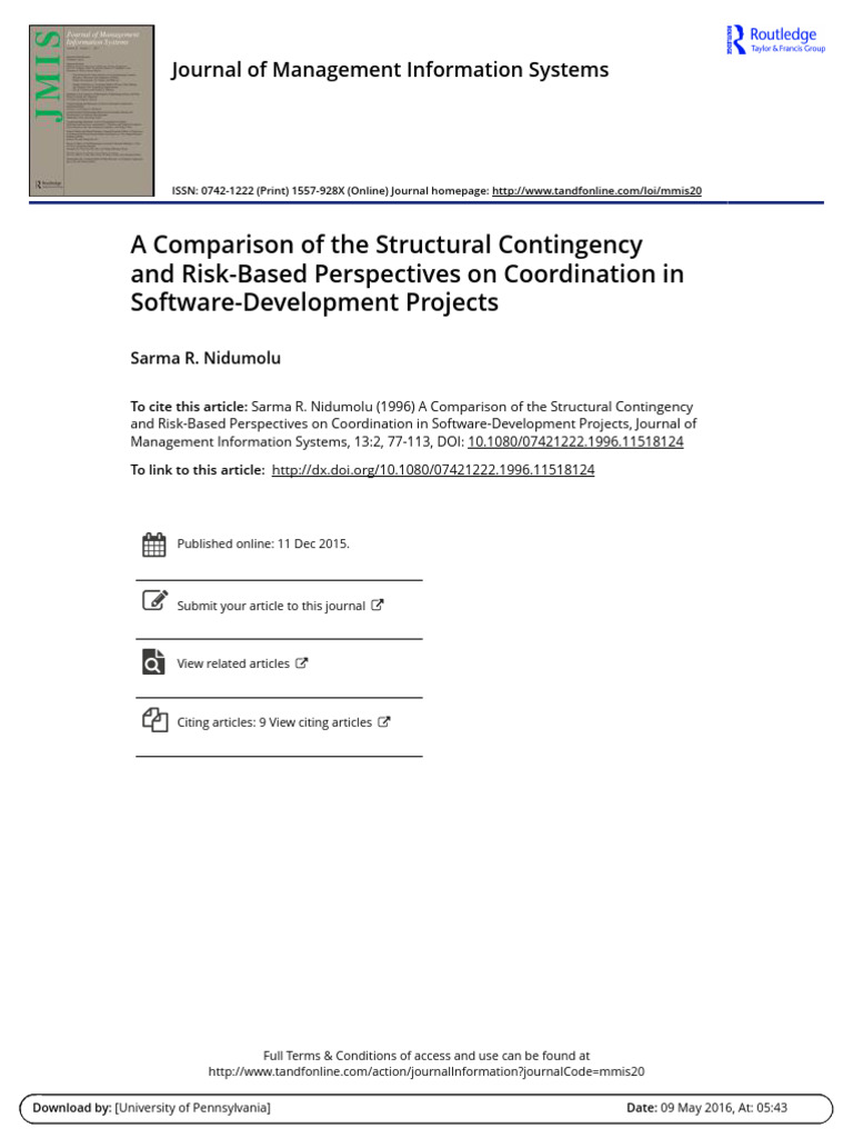 Coordination in Software-Development Projects | PDF | Risk | Software ...