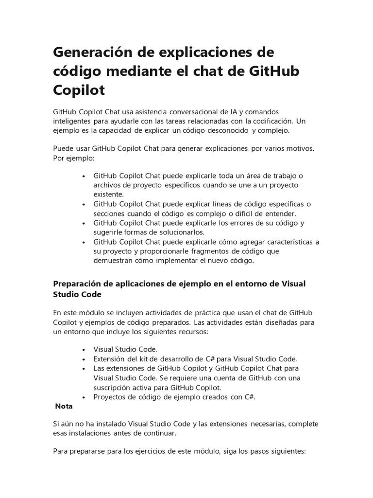 Explicaciones de Código con GitHub Copilot | PDF | Archivo de ...