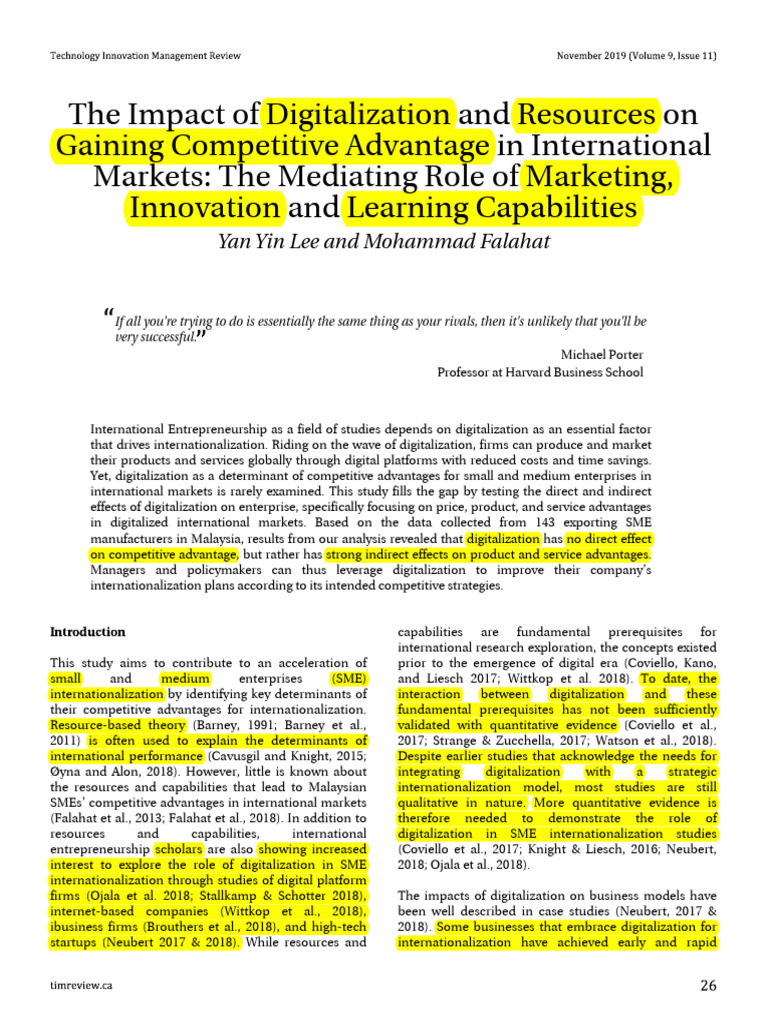 Digitalization's Role in SME Advantage | PDF | Competitive Advantage ...