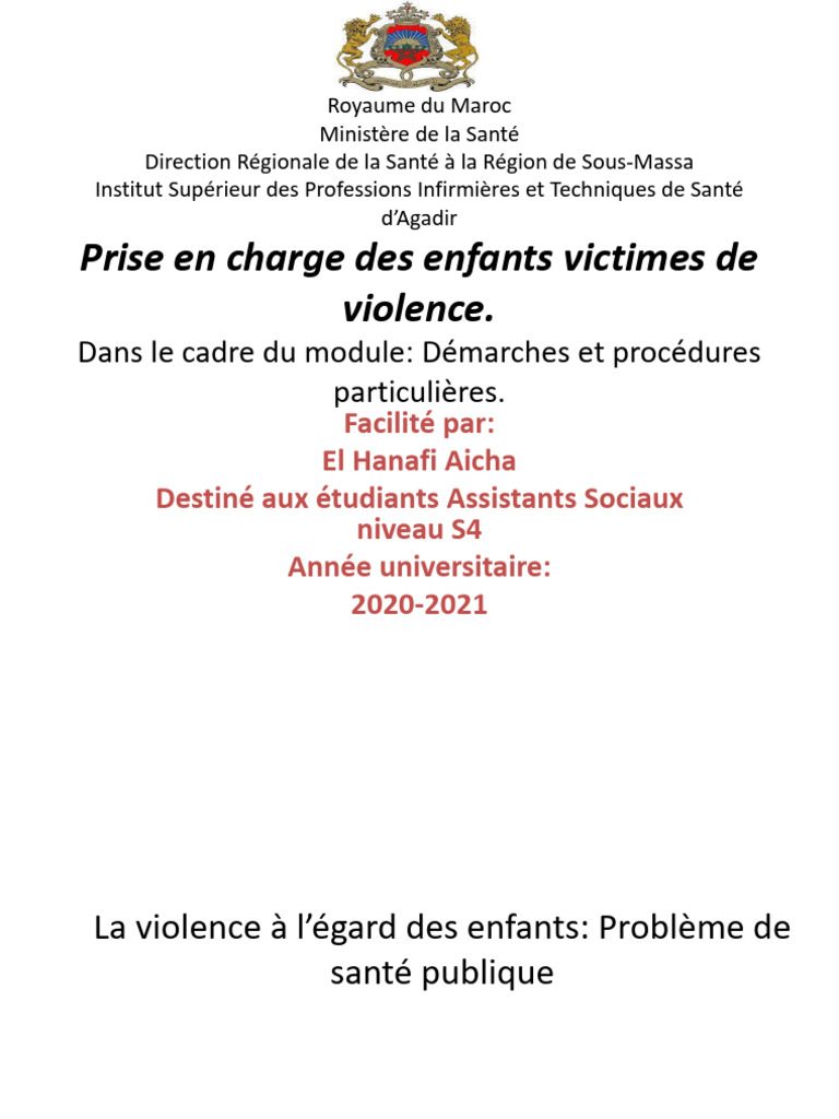 Prise en charge des enfants victimes de violence | PDF | Abus sur ...