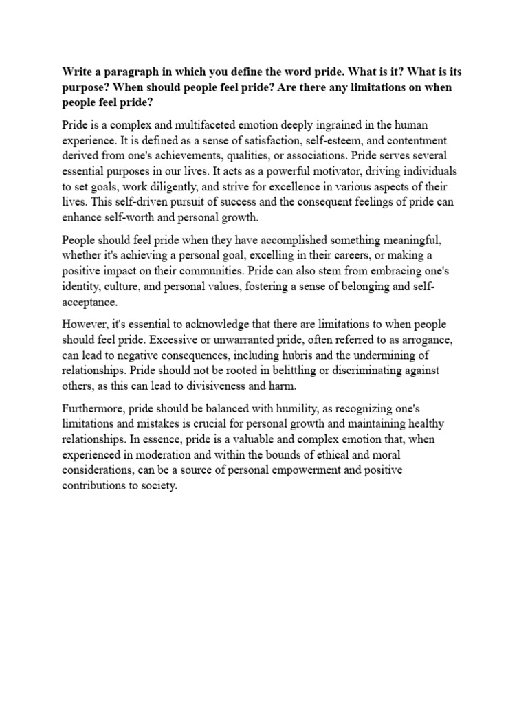 Understanding Pride: Definition & Purpose | PDF