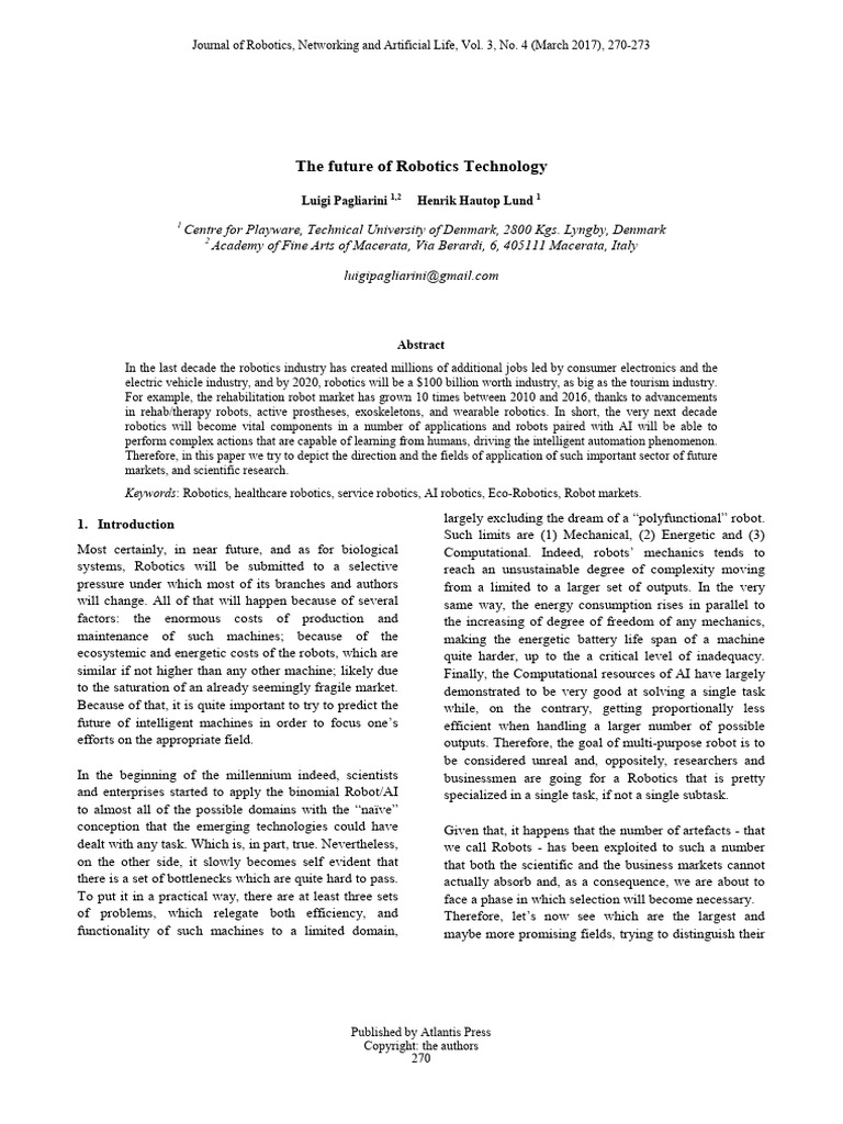 Future Trends in Robotics Technology | PDF | Robot | Robotics