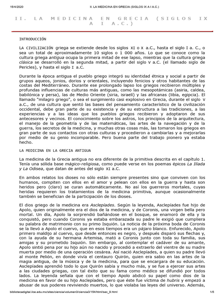 Medicina en Grecia Antigua: Culto y Prácticas | PDF | Antigua Grecia