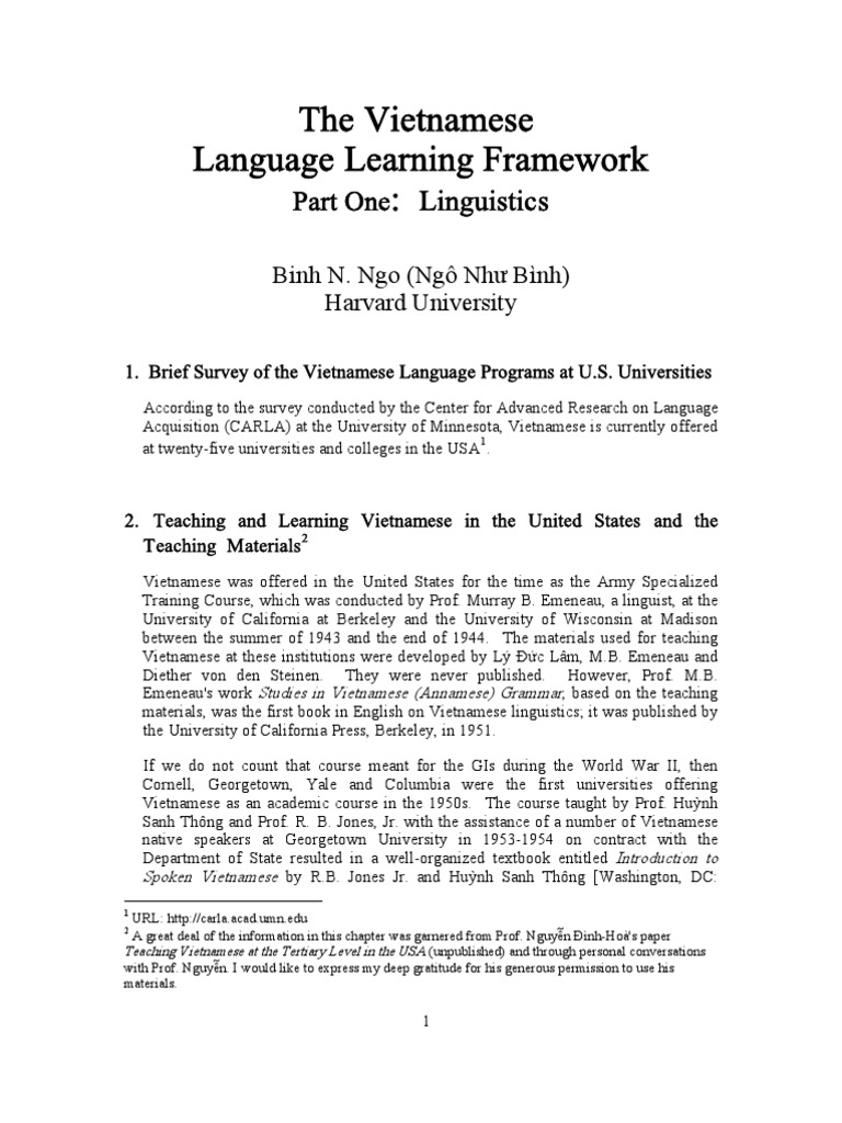 Overview of Vietnamese Language Programs | PDF | Tone (Linguistics ...