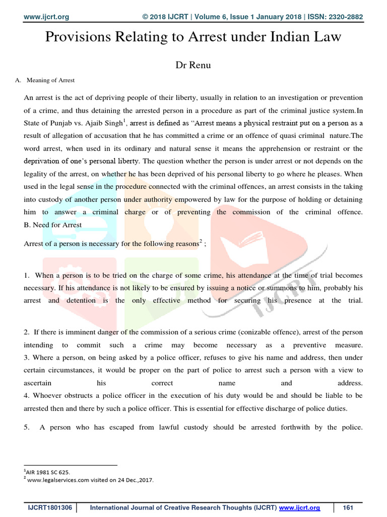 Arrest Provisions in Indian Law | PDF | Arrest | Right To Silence