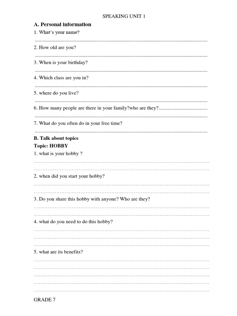 Speaking Unit 1 G7 | PDF | Law | Self-Improvement
