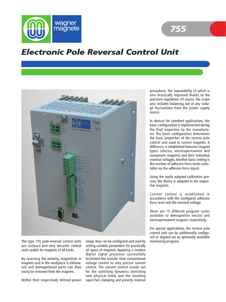 Type 755 Pole-Reversal Control Units | PDF | Mains Electricity | Magnet