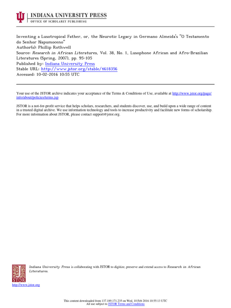 Philip Rothwell Inventing A Lusotropical Father | PDF | Portugal