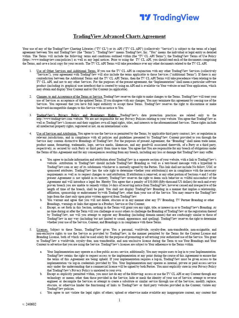 TV Advanced Charts License Agreement | PDF | Indemnity | Legal Remedy