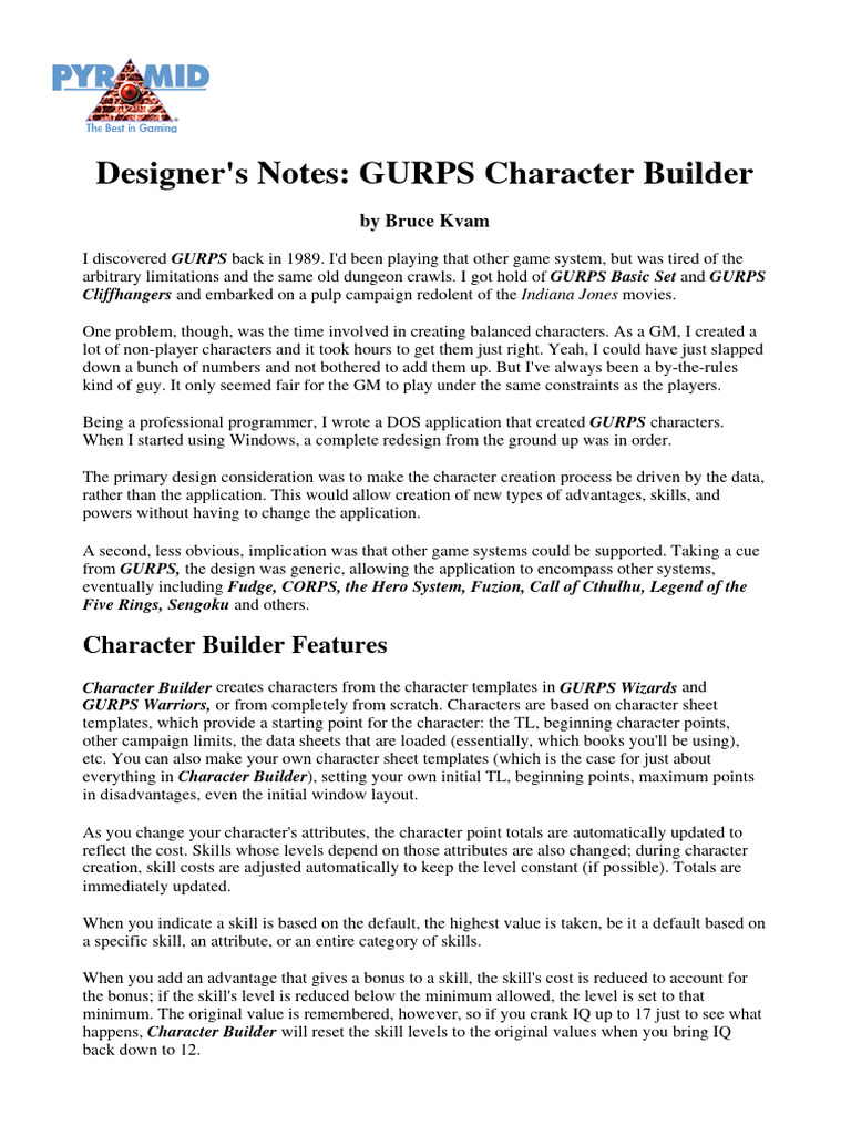 Javascript Character Builder