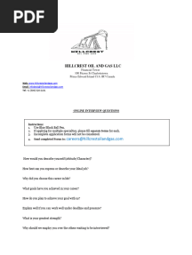 Hillcrest Oil and Gas LLC Job Online Interview Form