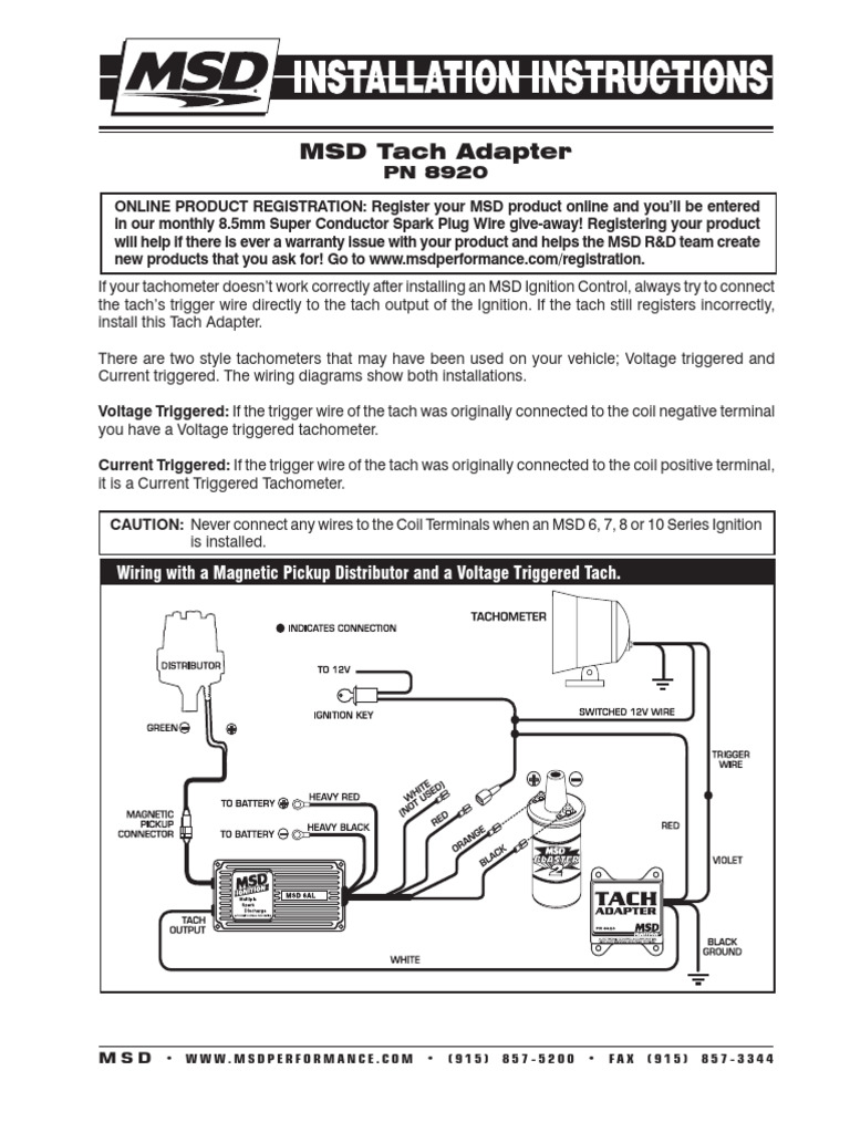 MSD 8920 Tach Adapter Wiring Guide | PDF | Ignition System | Electrical ...