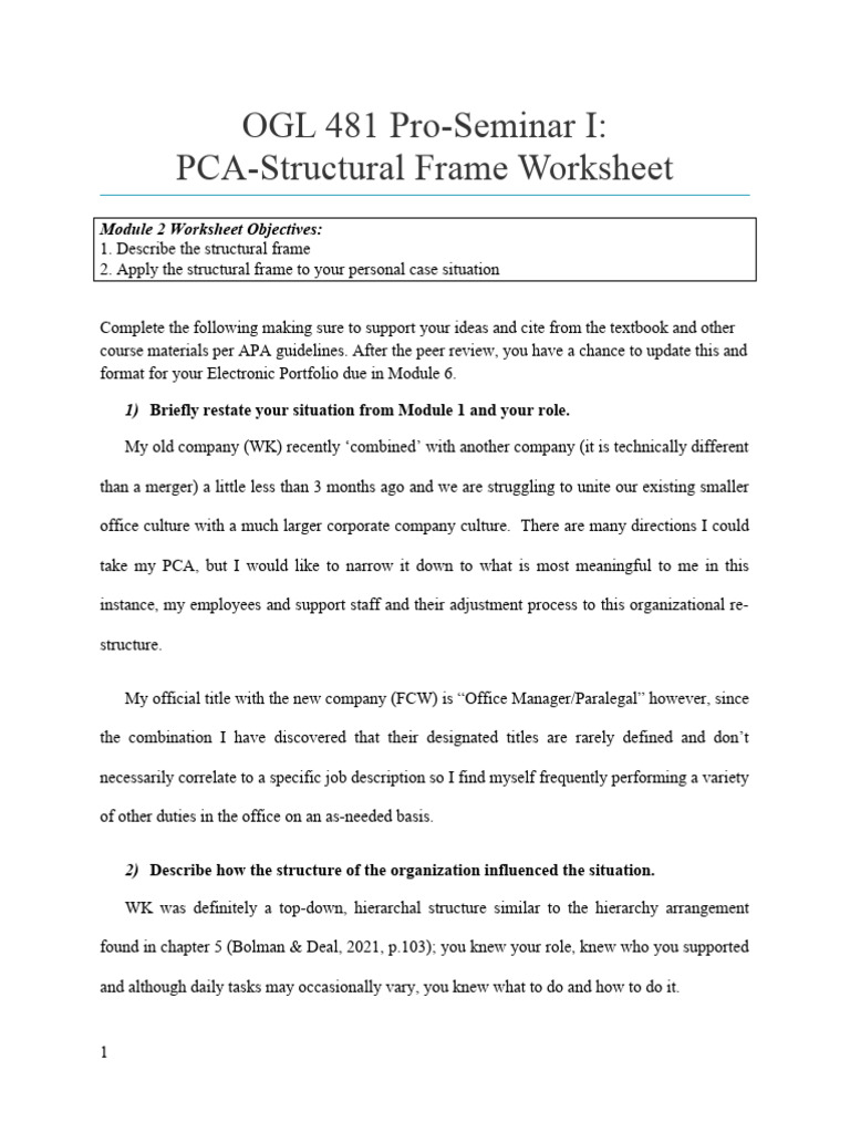 Final - Module 2 Structural Frame Worksheet | PDF | Organizational ...